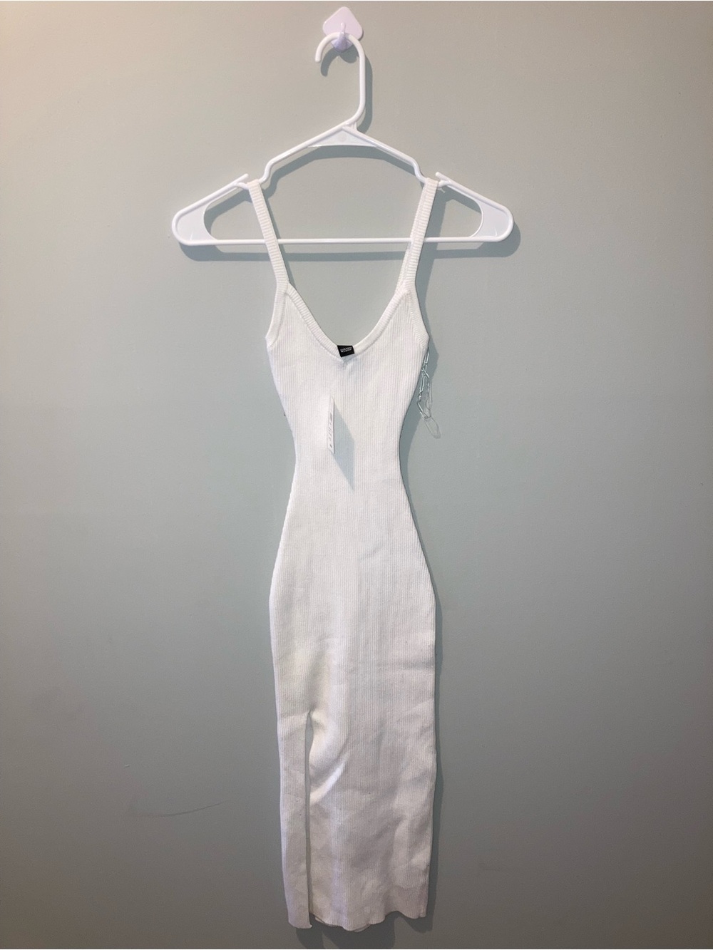 White Ribbed Midi Tank Dress - Ladies